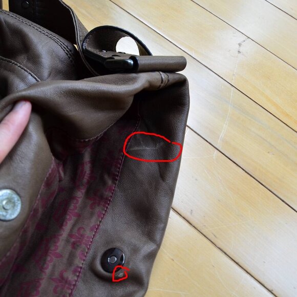 Gianni Bini Brown Leather Satchel Hobo Shoulder Bag Purse - Picture 13 of 14